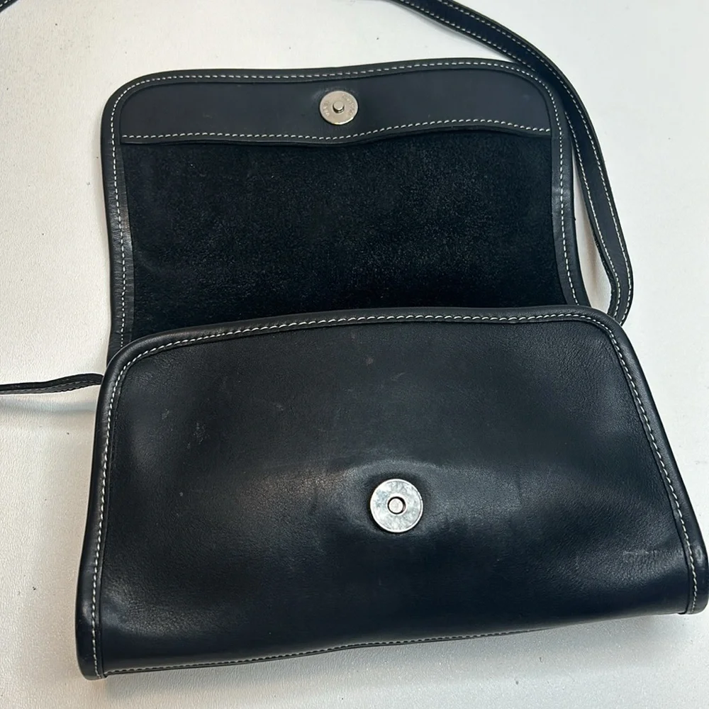 COACH 9140 Martini Flap, Vintage From 1999, Blk Leather With White Stitching USA - Picture 9 of 10